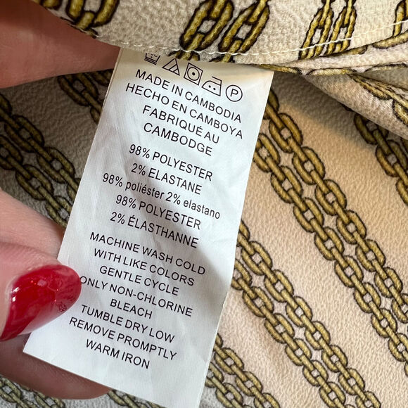 Michael Kors Top Womens 2X Cream Chain Link Print Lightweight Casual Nautical - Picture 10 of 11